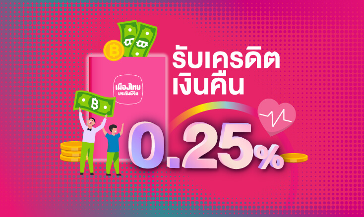 บัตรเมืองไทยสไมล์เครดิตการ์ด - รับเครดิตเงินคืน 0.25%